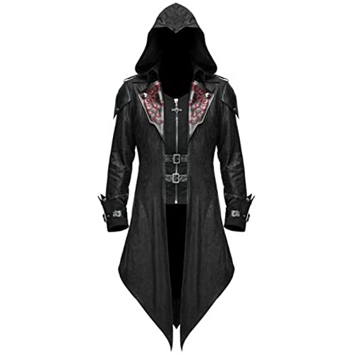 Steampunk Herren Mantel - Gothic Jacke Herren Frack Mittelalter Kleidung Vintage Renaissance Viktorianischen Gehrock Smoking Uniform Mäntel für Männer Halloween Kostüm Cosplay Karneval Party von DeaAmyGline