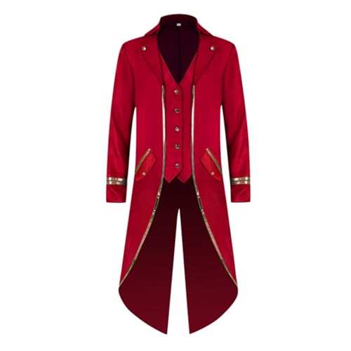 Steampunk Herren Mantel - Gothic Jacke Herren Frack Mittelalter Kleidung Vintage Renaissance Viktorianischen Gehrock Smoking Uniform Mäntel für Männer Halloween Kostüm Cosplay Karneval Party von DeaAmyGline