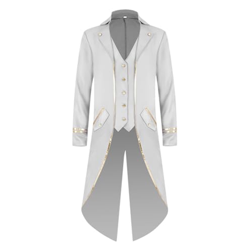 Steampunk Herren Mantel - Gothic Jacke Herren Frack Mittelalter Kleidung Vintage Renaissance Viktorianischen Gehrock Smoking Uniform Mäntel für Männer Halloween Kostüm Cosplay Karneval Party von DeaAmyGline
