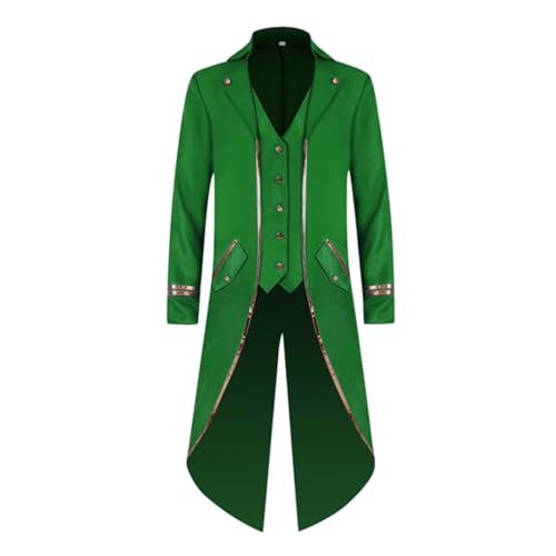 Steampunk Herren Mantel - Gothic Jacke Herren Frack Mittelalter Kleidung Vintage Renaissance Viktorianischen Gehrock Smoking Uniform Mäntel für Männer Halloween Kostüm Cosplay Karneval Party von DeaAmyGline