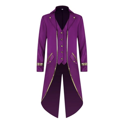 Steampunk Herren Mantel - Gothic Jacke Herren Frack Mittelalter Kleidung Vintage Renaissance Viktorianischen Gehrock Smoking Uniform Mäntel für Männer Halloween Kostüm Cosplay Karneval Party von DeaAmyGline