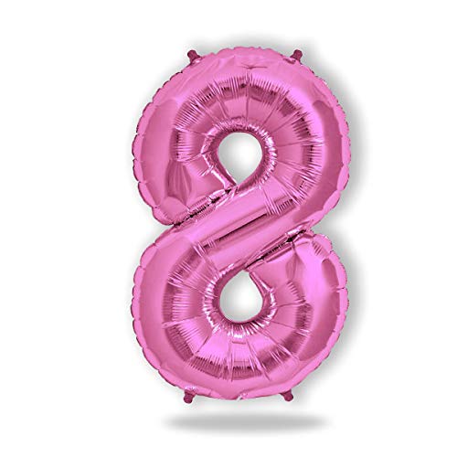 FUNXGO® folienballon 8 rosa - Riesenzahl Ballons 100 cm - 8 geburtstag luftballon - luftballon zahl 8 - Ballon 8 Deko zum Geburtstag, Hochzeit, Jubiläum oder Fest, Party Dekoration - ballon rosa 8 von FUNXGO