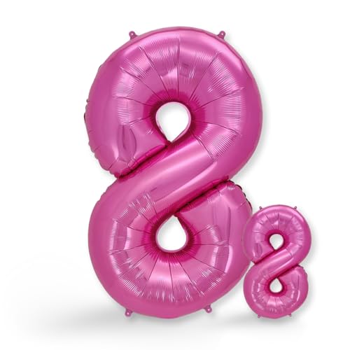 FUNXGO® folienballon 8 rosa - Riesenzahl Ballons 100 cm - 8 geburtstag luftballon - luftballon zahl 8 - Ballon 8 Deko zum Geburtstag, Hochzeit, Jubiläum oder Fest, Party Dekoration - ballon rosa 8 von FUNXGO