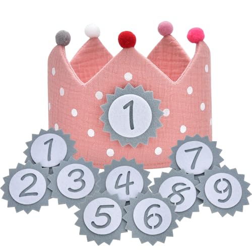 DealKits Geburtstagskrone Musselin mit Zahlen, Klett-Buttons mit Zahlen von 1-9, Kinder Partyhüte Party Deko für den Kindergeburtstag, Geburtstag Krone für Junge & Mädchen DealKits Geburtstagskrone Musselin mit Zahlen, Klett-Buttons mit Zahlen von 1-9, Kinder Partyhüte Party Deko für den Kindergeburtstag, Geburtstag Krone für Junge & Mädchen von DealKits