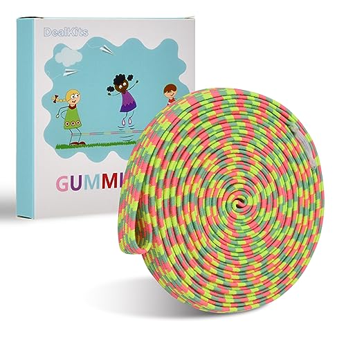 DealKits Gummitwist Kinder Set, Gummi Rubber Twist Spiel Hüpfgummi Gummiband Springseil 4M mit Anleitung, Kinderspiel Gartenspiele Pausenspiel, Einschulung Geschenk für Mädchen & Junge ab 5 Jahren von DealKits