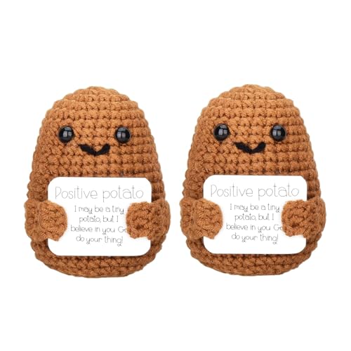 DealKits Positive Potato Pocket Hug Geschenk, Lustige Plüschtiere Strickwolle Positive Kartoffel Puppe, Mini Kartoffel Spielzeug, Mutmacher Glückbringer für Freundinnen/Familie/Frauen(2er Pack) von DealKits