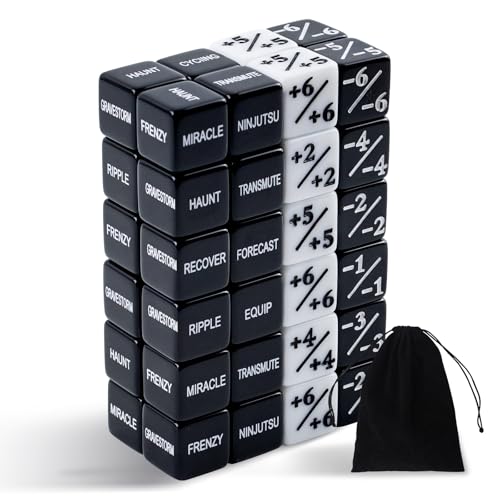 48 Stück Fähigkeitszähler-Würfel, schwarzer MTG-Würfelzähler, MTG-Lebenszähler 1/+1, massive Kreatur-Statistiken, Buff MTG-Schlüsselwortzähler, MTG-Würfel-Set für MTG, Kartenspiel-Zubehör 48 Stück Fähigkeitszähler-Würfel, schwarzer MTG-Würfelzähler, MTG-Lebenszähler 1/+1, massive Kreatur-Statistiken, Buff MTG-Schlüsselwortzähler, MTG-Würfel-Set für MTG, Kartenspiel-Zubehör von Deamos