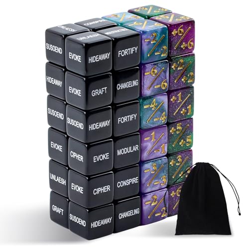48 Stück Fähigkeitszähler-Würfel, schwarzer MTG-Würfelzähler, MTG-Lebenszähler 1/+1, massive Kreatur-Statistiken, Buff MTG-Schlüsselwortzähler, MTG-Würfel-Set für MTG, Kartenspiel-Zubehör 48 Stück Fähigkeitszähler-Würfel, schwarzer MTG-Würfelzähler, MTG-Lebenszähler 1/+1, massive Kreatur-Statistiken, Buff MTG-Schlüsselwortzähler, MTG-Würfel-Set für MTG, Kartenspiel-Zubehör von Deamos