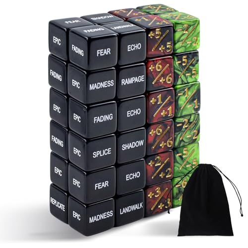 48 Stück Fähigkeitszähler-Würfel, schwarzer MTG-Würfelzähler, MTG-Lebenszähler 1/+1, massive Kreatur-Statistiken, Buff MTG-Schlüsselwortzähler, MTG-Würfel-Set für MTG, Kartenspiel-Zubehör 48 Stück Fähigkeitszähler-Würfel, schwarzer MTG-Würfelzähler, MTG-Lebenszähler 1/+1, massive Kreatur-Statistiken, Buff MTG-Schlüsselwortzähler, MTG-Würfel-Set für MTG, Kartenspiel-Zubehör von Deamos