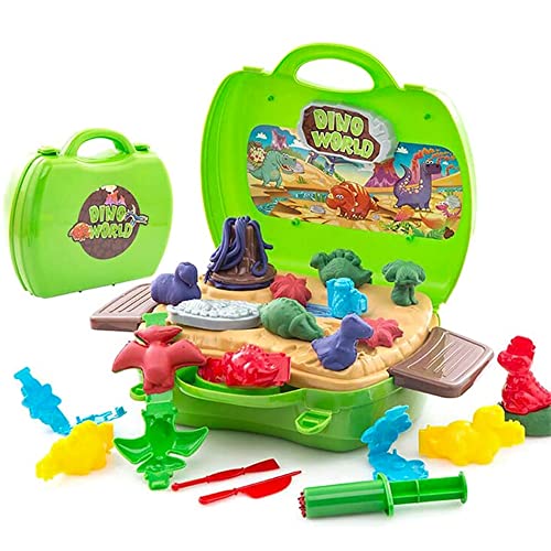 Deardeer Kids Play Dough Dinosaur Play Set 26 Pcs Pretend Play Toy Kit with Play Dough and Moulds in a Portable Case von Dear Deer