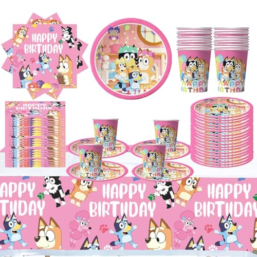 DecPtyTa Geburtstag Party Set,Partygeschirr Gebutstag, Gebutstag Deko Teller Tassen Gebutstag Serviette Tischdecke Geeignet für 10 Personen (G) von DecPtyTa