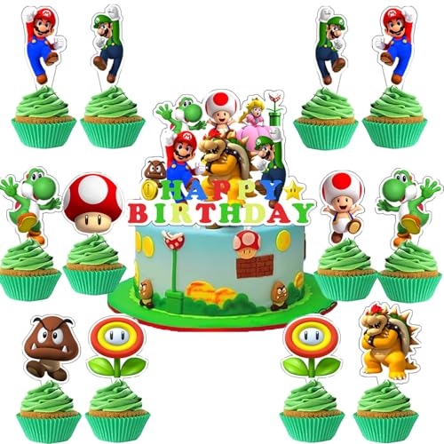 Dekorationen Kuchendekoration Cupcake Toppers Happy Birthday Tortendeko Deko Geburtstag Cupcake Toppers Set Kuchen Dekoration Junge Cake Topper für Kinder (K) von DecPtyTa