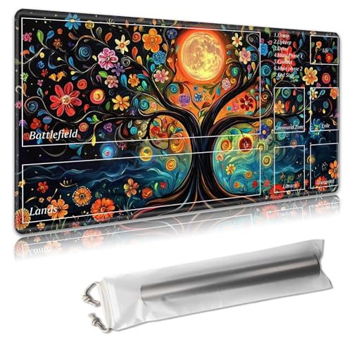 MTG Playmat 61 x 35,6 cm – Magic The Gathering Spielmatte mit kostenlosen Aufbewahrungstaschen, rutschfeste TCG-Spielmatte mit Gummi-Unterseite und genähten Kanten, Commander, TCG, rollbare von Decahouy