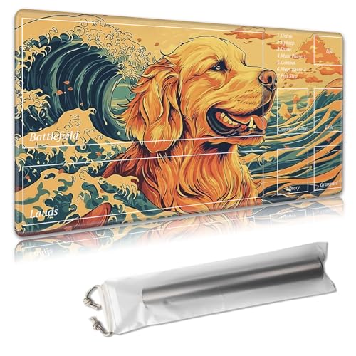 MTG Playmat 61 x 35,6 cm – Magic The Gathering Spielmatte mit kostenlosen Aufbewahrungstaschen, rutschfeste TCG-Spielmatte mit Gummi-Unterseite und genähten Kanten, Commander, TCG-Kartenmatte von Decahouy