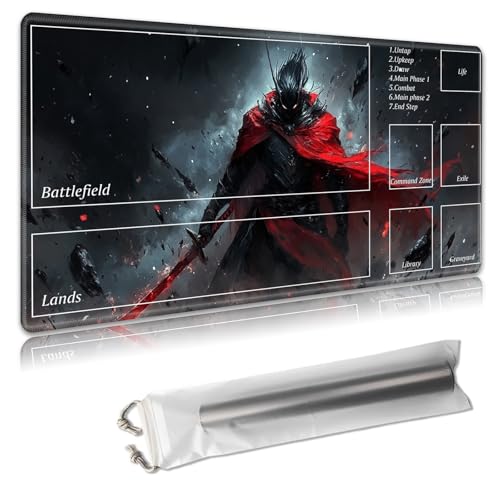 MTG Playmat 61 x 35,6 cm – Magic The Gathering Spielmatte mit kostenlosen Aufbewahrungstaschen, rutschfeste TCG-Spielmatte mit Gummi-Unterseite und genähten Kanten, Commander-TCG-Kartenmatte, rollbare von Decahouy