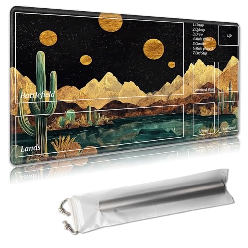 MTG Playmat 61 x 35,6 cm – Magic The Gathering Spielmatte mit kostenlosen Aufbewahrungstaschen, rutschfeste TCG-Spielmatte mit Gummi-Unterseite und genähten Kanten, Commander TCG Rollbare Kartenmatte von Decahouy