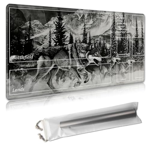 MTG Playmat 61 x 35,6 cm – Magic The Gathering Spielmatte mit kostenlosen Aufbewahrungstaschen, rutschfeste TCG-Spielmatte mit Gummi-Unterseite und genähten Kanten, Commander TCG rollbare Kartenmatte von Decahouy