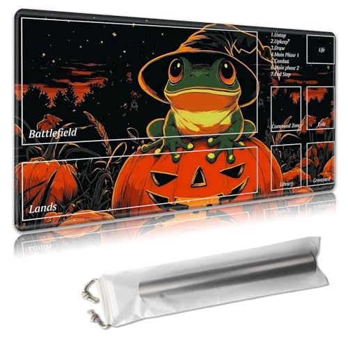 MTG Playmat 61 x 35,6 cm – Magic The Gathering Spielmatte mit kostenlosen Aufbewahrungstaschen, rutschfeste TCG-Spielmatte mit Gummi-Unterseite und genähten Kanten, Commander TCG rollbare Kartenmatte von Decahouy