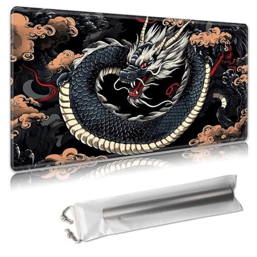 MTG Playmat – TCG-Kartenspielmatte für Magic The Gathering – 61 x 35,6 cm – genähte Kanten, rutschfeste Gummiunterseite, tragbare Schreibtisch-Spielmatte für Brettspiele – mit Aufbewahrungstasche von Decahouy
