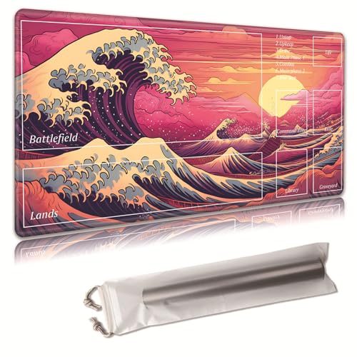 MTG Spielmatte, Spielmatte, mit Aufbewahrungstasche, rutschfeste Gummiunterseite, Kampfspiel, 35,4 x 50 cm, ideal für TCG, MTG und Brettspielmatte für Karten, Mauspad, Schreibtischunterlage von Decahouy