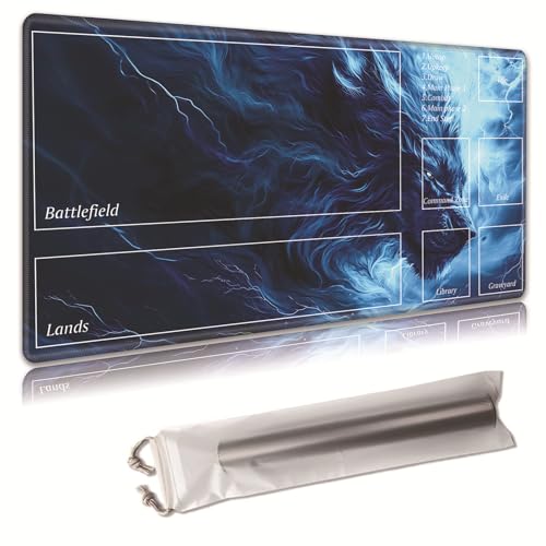MTG Spielmatte, Spielmatte, mit Aufbewahrungstasche, rutschfeste Gummiunterseite, Kampfspiel, 35,4 x 50 cm, ideal für TCG, MTG und Brettspielmatte für Karten, Mauspad, Schreibtischunterlagen, Löwe -35 von Decahouy