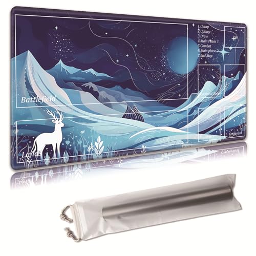 MTG Spielmatte, Spielmatte, mit Aufbewahrungstasche, rutschfeste Gummiunterseite, Kampfspiel, 35,4 x 50 cm, ideal für TCG, MTG und Brettspielmatte für Karten, Mauspad, Schreibtischunterlagen von Decahouy