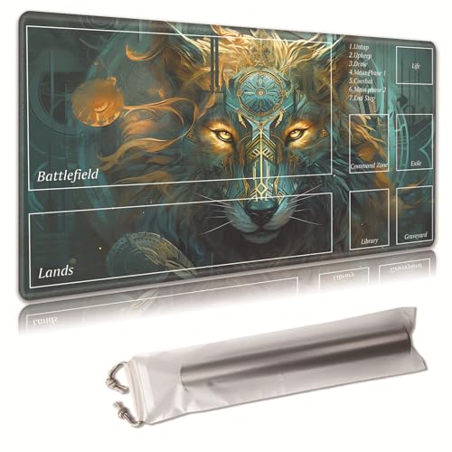 MTG Spielmatte, Spielmatte, mit Aufbewahrungstasche, rutschfeste Gummiunterseite, Kampfspiel, 35,4 x 50 cm, ideal für TCG, MTG und Brettspielmatte für Karten, Mauspad, Schreibtischunterlagen von Decahouy