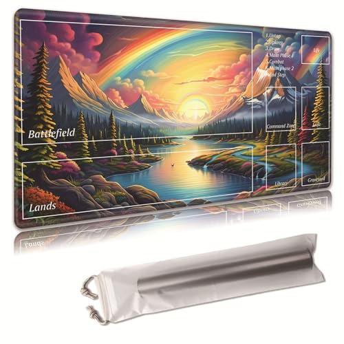 MTG Spielmatte, Spielmatte, mit Aufbewahrungstasche, rutschfeste Gummiunterseite, Kampfspiel, 35,4 x 50 cm, ideal für TCG, MTG und Brettspielmatte für Karten, Mauspad, Schreibtischunterlagen von Decahouy