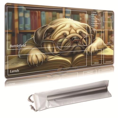 MTG Spielmatte, Spielmatte, mit Aufbewahrungstasche, rutschfeste Gummiunterseite, Kampfspiel, 43,9 x 34,8 cm, ideal für TCG, MTG und Brettspiel-Matte für Karten, Mauspad, Schreibtischunterlagen von Decahouy