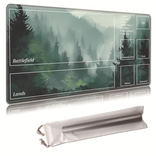 MTG Spielmatte, Spielmatte, mit Aufbewahrungstasche, rutschfeste Gummiunterseite, Kampfspiel, 43,9 x 34,8 cm, ideal für TCG, MTG und Brettspielmatte für Karten, Mauspad, Schreibtischunterlagen, Wald MTG Spielmatte, Spielmatte, mit Aufbewahrungstasche, rutschfeste Gummiunterseite, Kampfspiel, 43,9 x 34,8 cm, ideal für TCG, MTG und Brettspielmatte für Karten, Mauspad, Schreibtischunterlagen, Wald von Decahouy