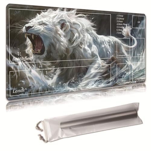 MTG Spielmatte, Spielmatte, mit Aufbewahrungstasche, rutschfeste Gummiunterseite, Kampfspiel, 43,9 x 34,8 cm, ideal für TCG, MTG und Brettspielmatte für Karten, Mauspad, Schreibtischunterlagen, weißer MTG Spielmatte, Spielmatte, mit Aufbewahrungstasche, rutschfeste Gummiunterseite, Kampfspiel, 43,9 x 34,8 cm, ideal für TCG, MTG und Brettspielmatte für Karten, Mauspad, Schreibtischunterlagen, weißer von Decahouy