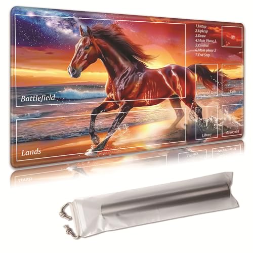 MTG Spielmatte, Spielmatte, mit Aufbewahrungstasche, rutschfeste Gummiunterseite, Kampfspiel, 43,9 x 34,8 cm, ideal für TCG, MTG und Brettspielmatte für Karten, Mauspad, Schreibtischunterlagen, Pferd MTG Spielmatte, Spielmatte, mit Aufbewahrungstasche, rutschfeste Gummiunterseite, Kampfspiel, 43,9 x 34,8 cm, ideal für TCG, MTG und Brettspielmatte für Karten, Mauspad, Schreibtischunterlagen, Pferd von Decahouy