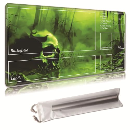 MTG Spielmatte, Spielmatte, mit Aufbewahrungstasche, rutschfeste Gummiunterseite, Kampfspiel, 43,9 x 34,8 cm, ideal für TCG, MTG und Brettspielmatte für Karten, Mauspad, Schreibtischunterlagen, grünes MTG Spielmatte, Spielmatte, mit Aufbewahrungstasche, rutschfeste Gummiunterseite, Kampfspiel, 43,9 x 34,8 cm, ideal für TCG, MTG und Brettspielmatte für Karten, Mauspad, Schreibtischunterlagen, grünes von Decahouy