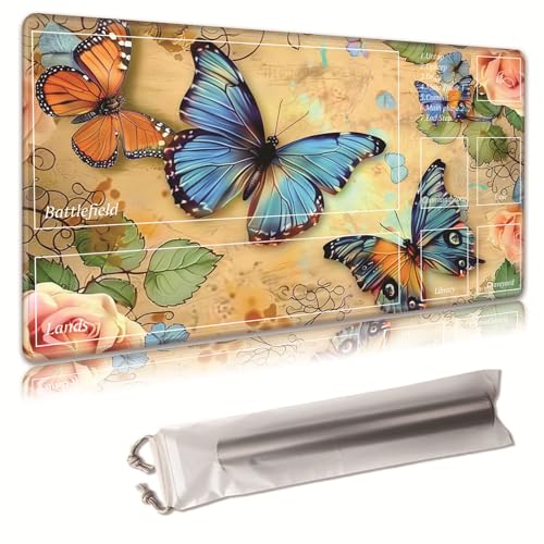 MTG Spielmatte, Spielmatte, mit Aufbewahrungstasche, rutschfeste Gummiunterseite, Kampfspiel, 43,9 x 34,8 cm, ideal für TCG, MTG und Brettspielmatte für Karten, Mauspad, Schreibtischunterlagen, lila von Decahouy