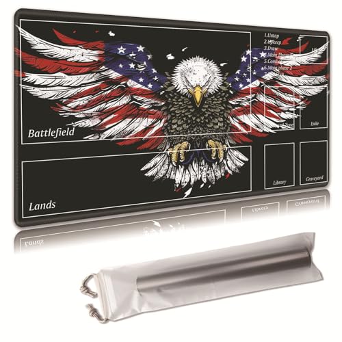 MTG Spielmatte, Spielmatte, mit Aufbewahrungstasche, rutschfeste Gummiunterseite, Kampfspiel, 43,9 x 34,8 cm, ideal für TCG, MTG und Brettspielmatte für Karten, Mauspad, Schreibtischunterlagen, Adler MTG Spielmatte, Spielmatte, mit Aufbewahrungstasche, rutschfeste Gummiunterseite, Kampfspiel, 43,9 x 34,8 cm, ideal für TCG, MTG und Brettspielmatte für Karten, Mauspad, Schreibtischunterlagen, Adler von Decahouy