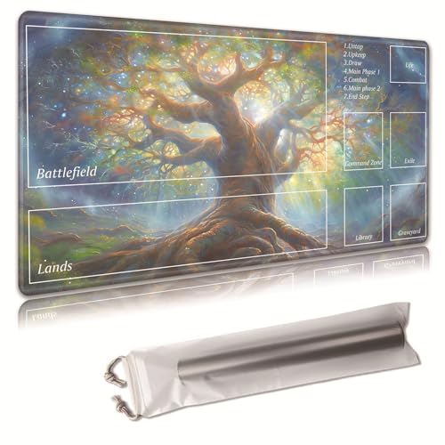 MTG Spielmatte, Spielmatte, mit Aufbewahrungstasche, rutschfeste Gummiunterseite, Kampfspiel, 43,9 x 34,8 cm, ideal für TCG, MTG und Brettspielmatte für Karten, Mauspad, Schreibtischunterlagen, Baum MTG Spielmatte, Spielmatte, mit Aufbewahrungstasche, rutschfeste Gummiunterseite, Kampfspiel, 43,9 x 34,8 cm, ideal für TCG, MTG und Brettspielmatte für Karten, Mauspad, Schreibtischunterlagen, Baum von Decahouy