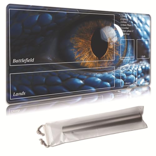 MTG Spielmatte, Spielmatte, mit Aufbewahrungstasche, rutschfeste Gummiunterseite, Kampfspiel, 43,9 x 34,8 cm, ideal für TCG, MTG und Brettspielmatte für Karten, Mauspad, Schreibtischunterlagen von Decahouy