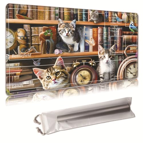 MTG Spielmatte, Spielmatte, mit Aufbewahrungstasche, rutschfeste Gummiunterseite, Kampfspiel, 43,9 x 34,8 cm, ideal für TCG, MTG und Brettspielmatte für Karten, Mauspad, Schreibtischunterlagen von Decahouy