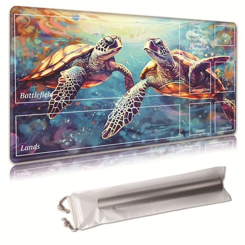 MTG Spielmatte, Spielmatte, mit Aufbewahrungstasche, rutschfeste Gummiunterseite, Kampfspiel, 43,9 x 34,8 cm, ideal für TCG, MTG und Brettspielmatte für Karten, Mauspad, Schreibtischunterlagen von Decahouy