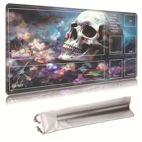 MTG Spielmatte, Spielmatte, mit Aufbewahrungstasche, rutschfeste Gummiunterseite, Kampfspiel, 43,9 x 34,8 cm, ideal für TCG, MTG und Brettspielmatte für Karten, Mauspad, Schreibtischunterlagen von Decahouy