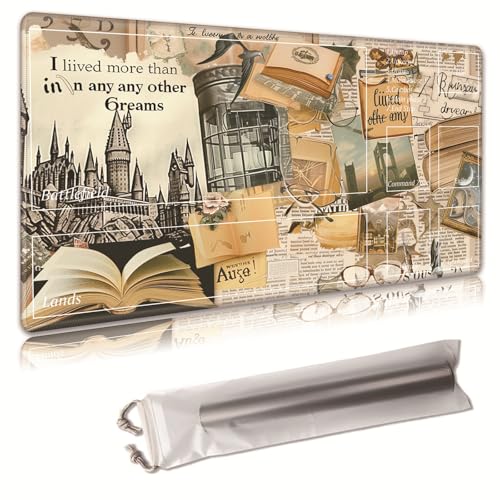 MTG Spielmatte, Spielmatte, mit Aufbewahrungstasche, rutschfeste Gummiunterseite, Kampfspiel, 43,9 x 34,8 cm, ideal für TCG, MTG und Brettspielmatte für Karten, Mauspad, Schreibtischunterlagen von Decahouy