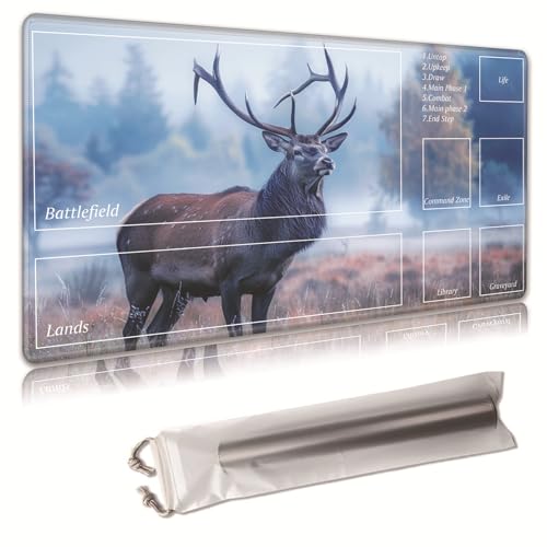 MTG Spielmatte, Spielmatte, mit Aufbewahrungstasche, rutschfeste Gummiunterseite, Kampfspiel, 43,9 x 34,8 cm, ideal für TCG, MTG und Brettspielmatte für Karten, Mauspad, Schreibtischunterlagen von Decahouy