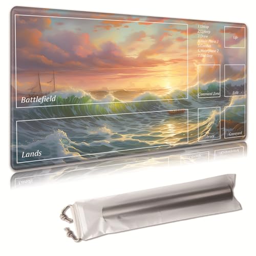MTG Spielmatte, Spielmatte, mit Aufbewahrungstasche, rutschfeste Gummiunterseite, Kampfspiel, 61 x 35,6 cm, ideal für TCG, MTG und Brettspielmatte für Karten, Mauspad, Schreibtischunterlage von Decahouy