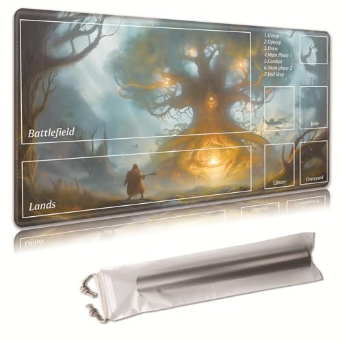 MTG Spielmatte, Spielmatte, mit Aufbewahrungstasche, rutschfeste Gummiunterseite, Kampfspiel, 61 x 35,6 cm, ideal für TCG, MTG und Brettspielmatte für Karten, Mauspad, Schreibtischunterlagen, Baum -30 MTG Spielmatte, Spielmatte, mit Aufbewahrungstasche, rutschfeste Gummiunterseite, Kampfspiel, 61 x 35,6 cm, ideal für TCG, MTG und Brettspielmatte für Karten, Mauspad, Schreibtischunterlagen, Baum -30 von Decahouy