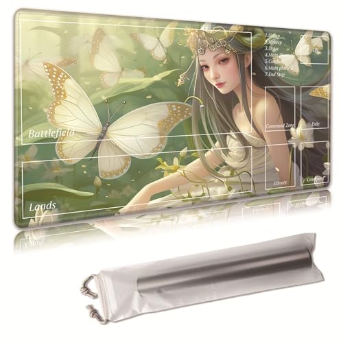 MTG Spielmatte, Spielmatte, mit Aufbewahrungstasche, rutschfeste Gummiunterseite, Kampfspiel, 61 x 35,6 cm, ideal für TCG, MTG und Brettspielmatte für Karten, Mauspad, Schreibtischunterlagen von Decahouy