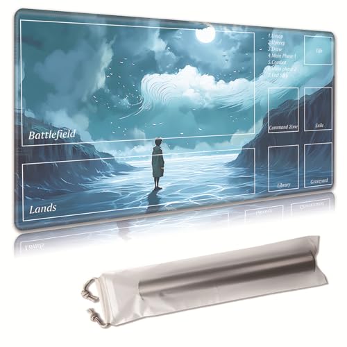 MTG Spielmatte, Spielmatte, mit Aufbewahrungstasche, rutschfeste Gummiunterseite, Kampfspiel, 70,1 x 39,9 cm, ideal für TCG, MTG und Brettspielmatte für Karten, Mauspad, Schreibtischunterlagen, Mond MTG Spielmatte, Spielmatte, mit Aufbewahrungstasche, rutschfeste Gummiunterseite, Kampfspiel, 70,1 x 39,9 cm, ideal für TCG, MTG und Brettspielmatte für Karten, Mauspad, Schreibtischunterlagen, Mond von Decahouy