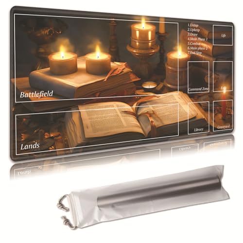 MTG Spielmatte mit Aufbewahrungstasche, rutschfeste Gummibasis, Kampfspielfläche, 43,9 x 34,8 cm, ideal für TCG, MTG und Kartenspielmatte von Decahouy