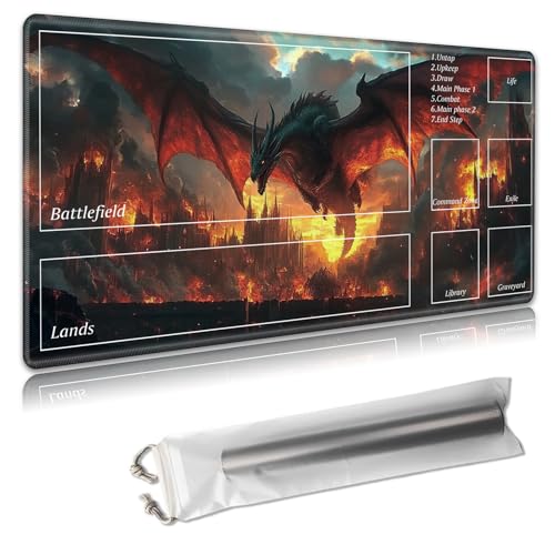 MTG Spielmatte mit Zonen, 61 x 35,6 cm, Sammelkartenspielmatte für TCG und CCG, organisiertes Layout, rutschfeste Gummiunterseite, glatte Stoffoberfläche, inklusive Aufbewahrungstasche, aufsteigender von Decahouy