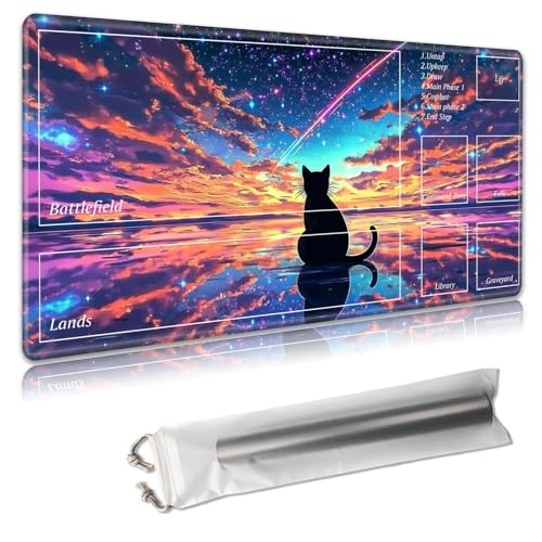 MTG Spielmatte mit Zonen, 61 x 35,6 cm, Sammelkartenspielmatte für TCG und CCG, organisiertes Layout, rutschfeste Gummiunterseite, glatte Stoffoberfläche, inklusive Aufbewahrungstasche, bunter von Decahouy