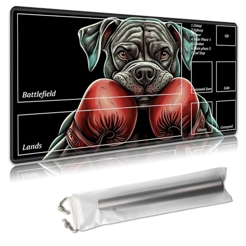 MTG Spielmatte mit Zonen, 61 x 35,6 cm, Sammelkartenspielmatte für TCG und CCG, organisiertes Layout, rutschfeste Gummiunterseite, glatte Stoffoberfläche, inklusive Aufbewahrungstasche, grauer von Decahouy